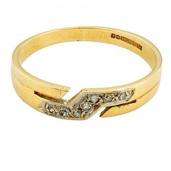 9ct gold Diamond unusual Ring size N